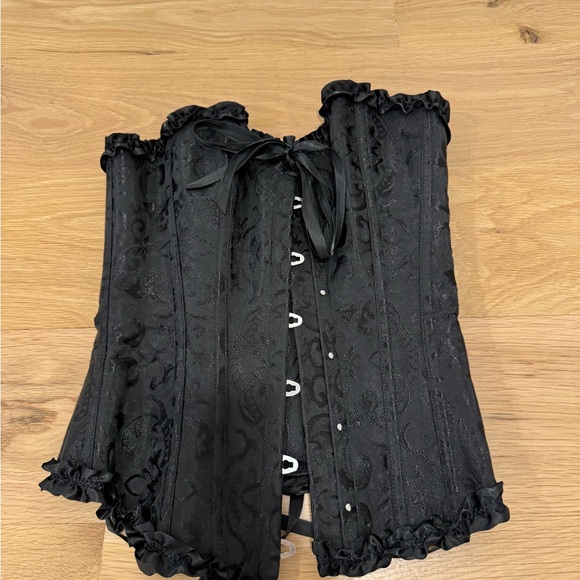 Jacquard Black Corset with boning - Picture 5 of 9